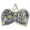 Gerochristo Solid 18K Gold & Sterling Silver Heart Earrings in floral filigree motifs