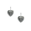 Sterling Silver Filigree Heart Earrings with Garnet