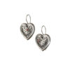 Sterling Silver Filigree Heart Earrings with Garnet