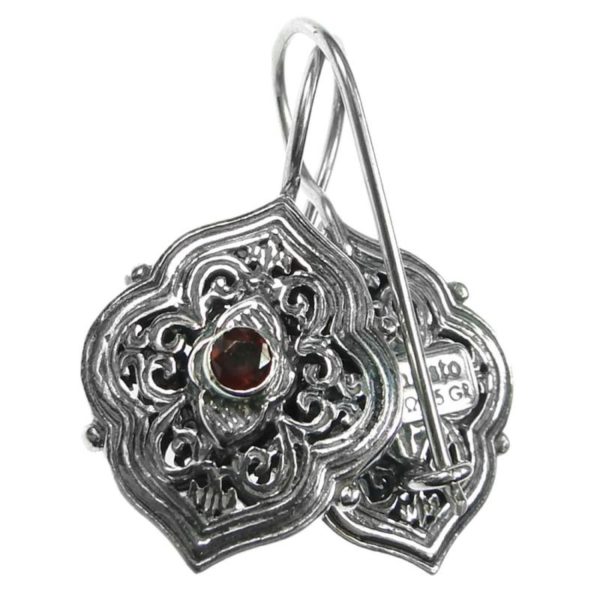 Gerochristo Sterling Silver and Garnet Medieval - Byzantine Earrings