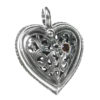Sterling Silver with Garnet Filigree Heart Pendant