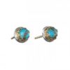 Gerochristo Solid 18K Gold & Silver Medieval Doublet Post Earrings with Turquoise