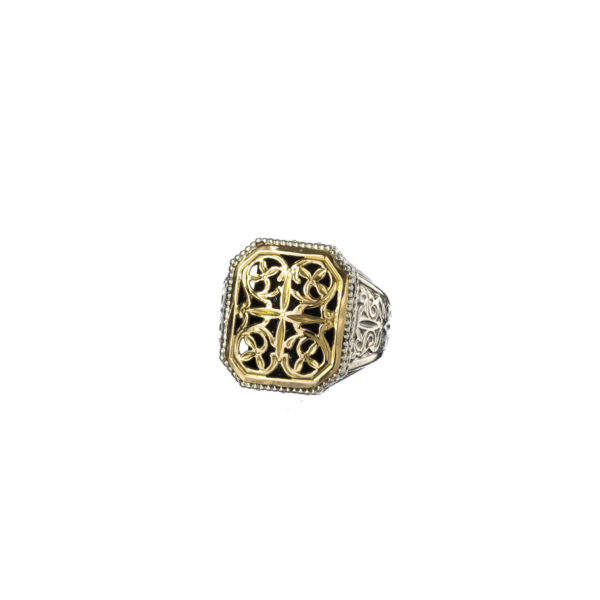 Solid 18K Gold & Silver Medieval Byzantine Chevalier Ring