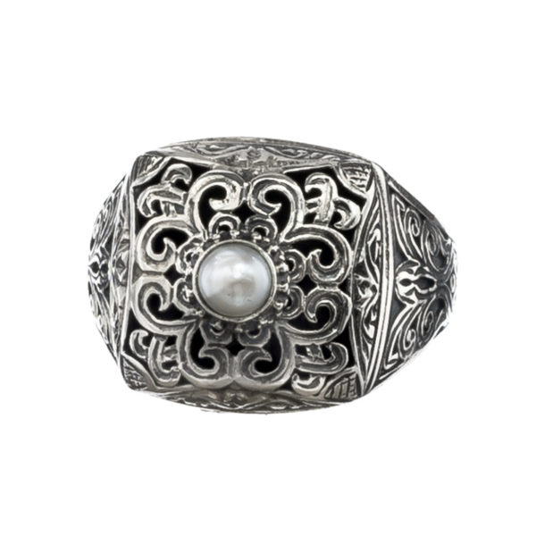 Sterling Silver Medieval-Byzantine Single Stone Chevalier Ring
