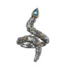 Solid 18K Gold and Silver Single Stone Snake Wrap Ring