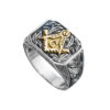 Solid 18K Gold & Silver Masonic Band Ring