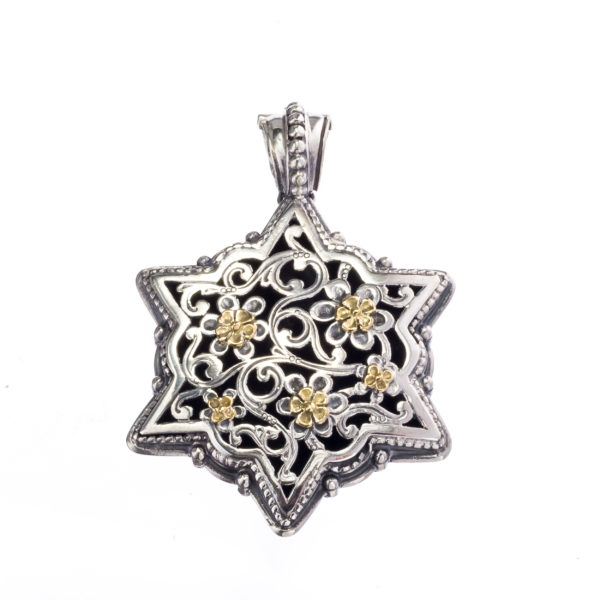 Silver 925 and 18K Gold, handmade, Byzantine pendant by Gerochristo.