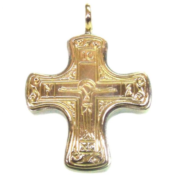 Gerochristo Solid 18K Gold & Sterling Silver Byzantine Cross Pendant