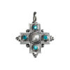 Gerochristo Sterling Silver, Freshwater Pearl & Stones Medieval Cross Pendant