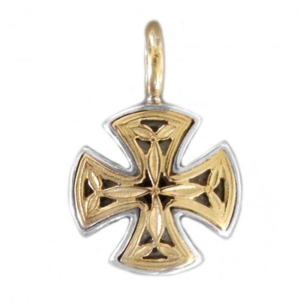 Gerochristo Solid 18K Gold & Silver Maltese Small Cross Pendant