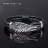 Large Sterling Silver Wing, Surrounded by Two Sterling Silver Bands Bracelet