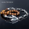 Double wrap Sterling Silver arrow link Bracelet with tiger eye beads