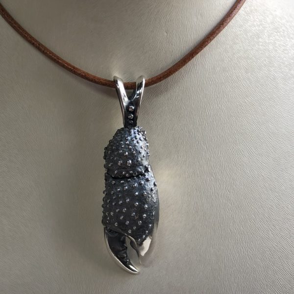 Silver 925, handmade, crab claw pendant.