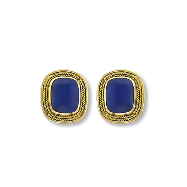 18K Gold, handmade unique Lapis lazuli earrings.