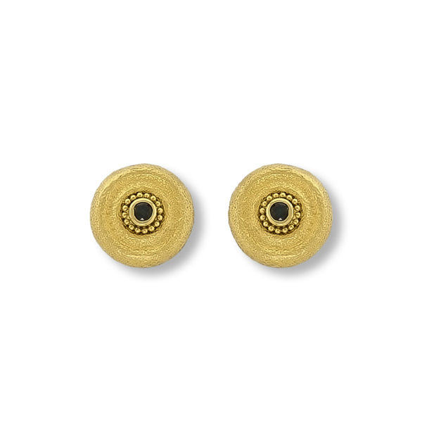 22K Gold handmade Byzantine earrings with Sapphire.
