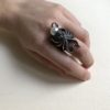 Silver 925, Gold-plated, pearl octopus ring available in two colours (emerald or ruby stone eyes).