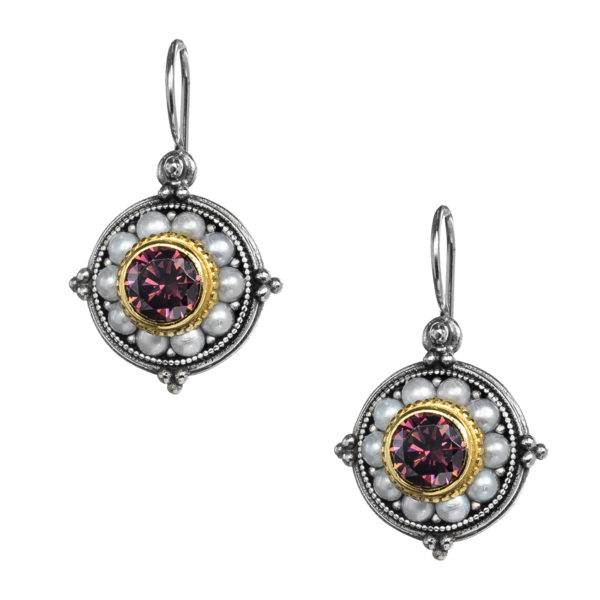 Gerochristo Sterling Silver & Stones Medieval-Byzantine Drop Earrings