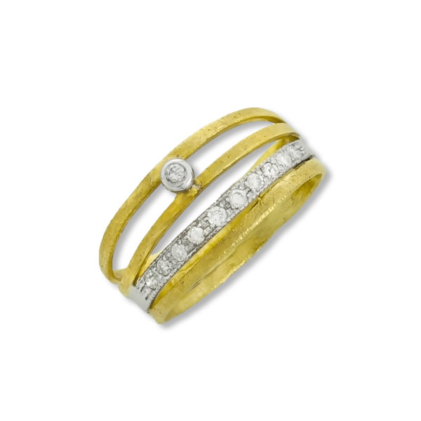 18K Gold and White Gold handmade, Diamond ring.