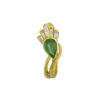 18K Gold, handmade, Diamond and Emerald peacock ring.