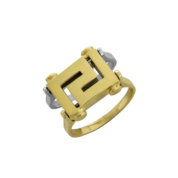 14K Gold reversible with Greek key design flip ring.