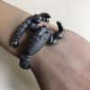 Silver 925, oxidized, handmade scorpion bracelet with Tourmaline eyes.