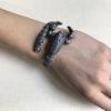 Silver 925, oxidized, handmade scorpion bracelet with Tourmaline eyes.